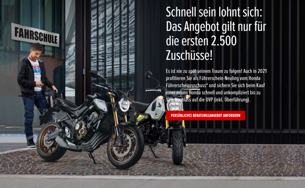 Honda Führerscheinzuschuss 2021 29 Fuehrerscheinzuschuss