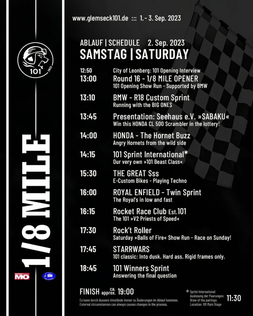 Glemseck 101 - 2023 Everything you need to know BEFOREhand 28 Zeitplan Samstag Glemseck 2023 1