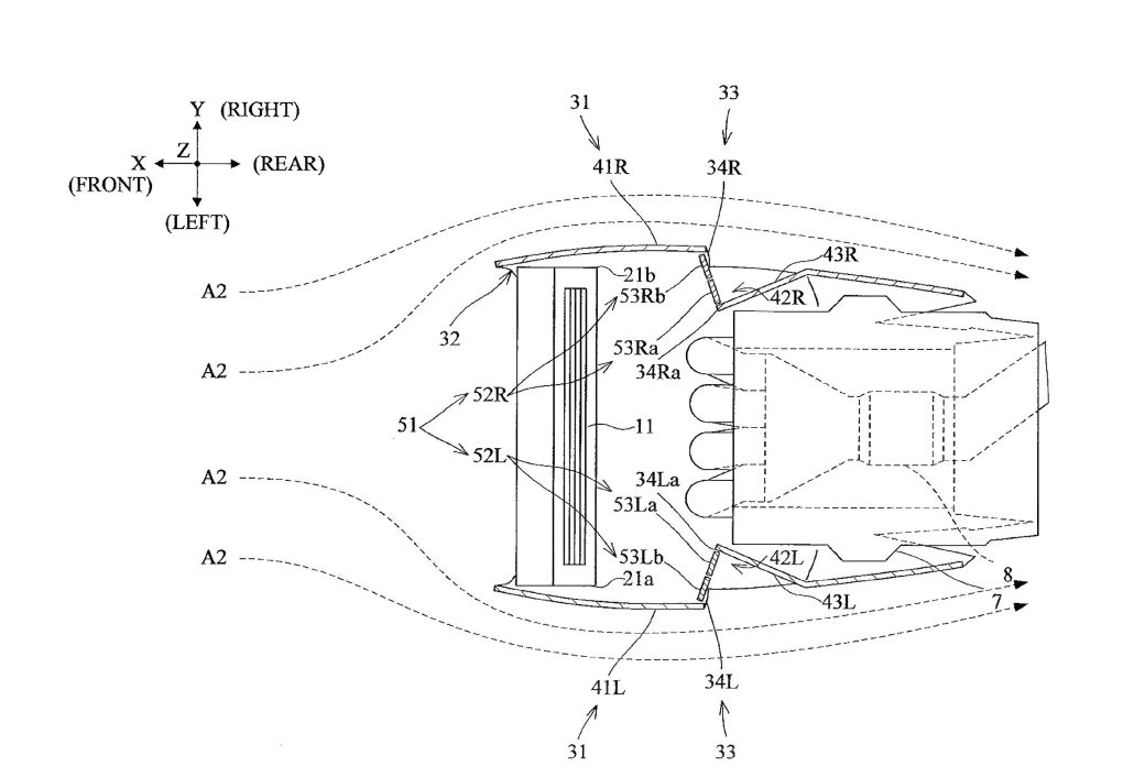Yamaha R1 with innovative aerodynamics: patent shows active cooling air outlets for better performance 32 Aerodynamik Kuehler 2 1