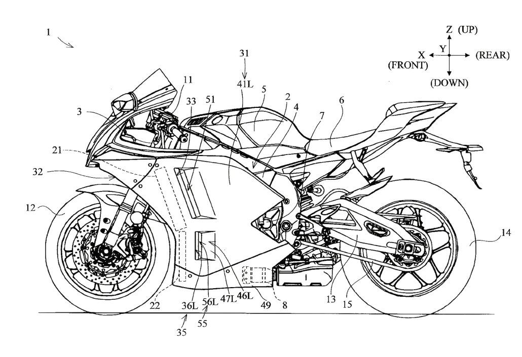 Yamaha R1 with innovative aerodynamics: patent shows active cooling air outlets for better performance 31 Aerodynamik Kuehler 3 1